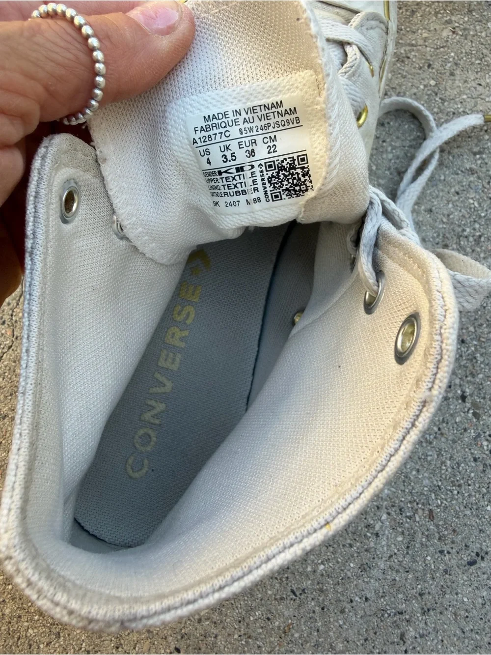 Converse Kids High-Top Sneakers in Gray with Gold Accents